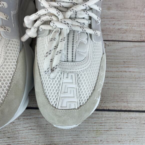 Versace Chain Reaction Mens Sneakers Sz 40 (US 7) White Mesh Rubber Suede - Picture 6 of 16